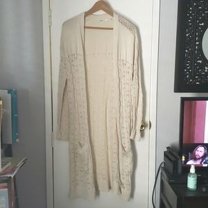 Large Kimchi Blue cream knit duster coverup boho sweater UO Urban Outfitters